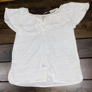 Max Studio White Boho Size Small SS Shirt